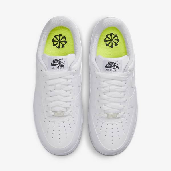 Trampki Damskie Nike Air Force 1 07 Next Nature Białe Czarne Metal Srebrne | NK371WVS