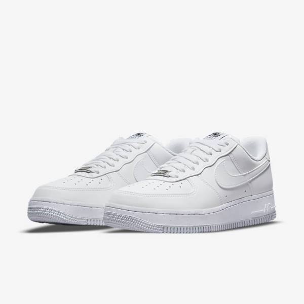 Trampki Damskie Nike Air Force 1 07 Next Nature Białe Czarne Metal Srebrne | NK371WVS