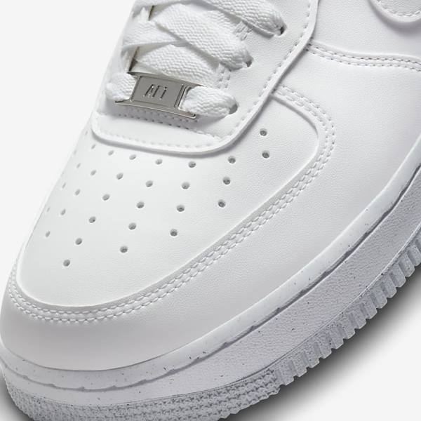 Trampki Damskie Nike Air Force 1 07 Next Nature Białe Czarne Metal Srebrne | NK371WVS