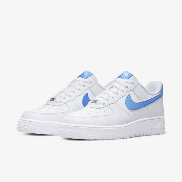 Trampki Damskie Nike Air Force 1 07 Next Nature Białe Metal Srebrne Niebieskie | NK703RKC