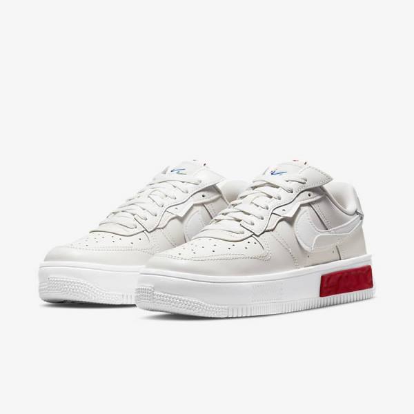 Trampki Damskie Nike Air Force 1 Fontanka Białe Czerwone | NK149PYD