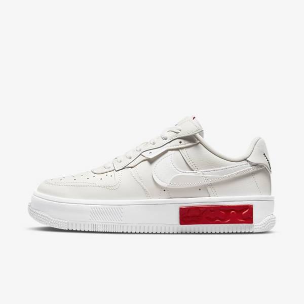 Trampki Damskie Nike Air Force 1 Fontanka Białe Czerwone | NK149PYD