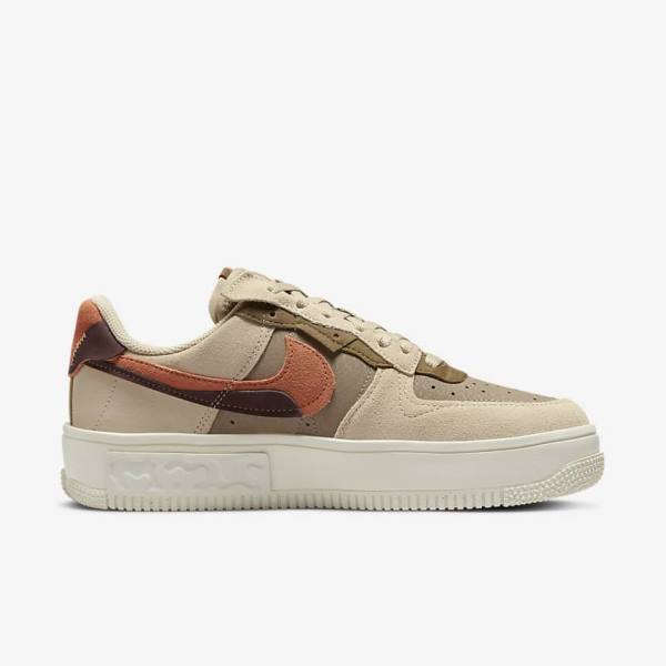 Trampki Damskie Nike Air Force 1 Fontanka Bordowe Khaki | NK746BTR