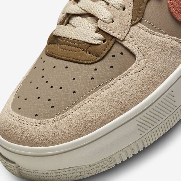 Trampki Damskie Nike Air Force 1 Fontanka Bordowe Khaki | NK746BTR