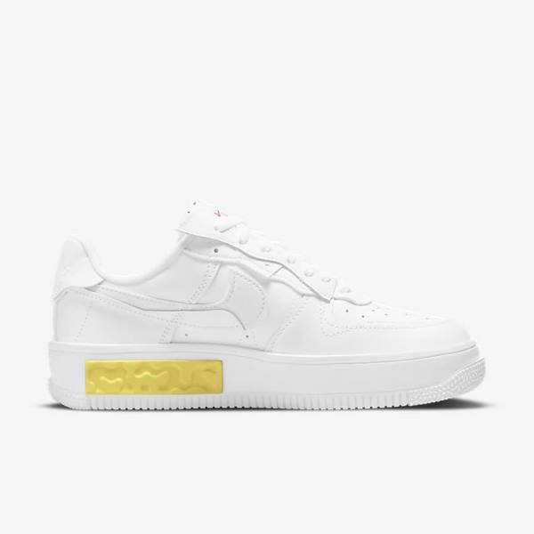 Trampki Damskie Nike Air Force 1 Fontanka Białe Żółte Białe | NK789VOY