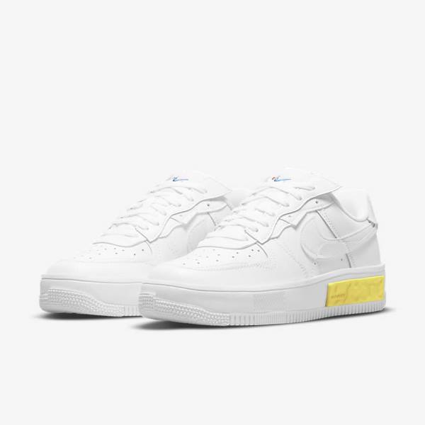 Trampki Damskie Nike Air Force 1 Fontanka Białe Żółte Białe | NK789VOY