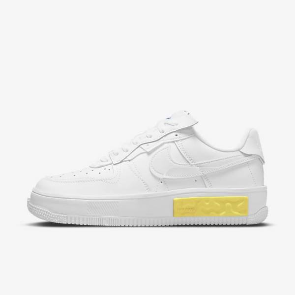 Trampki Damskie Nike Air Force 1 Fontanka Białe Żółte Białe | NK789VOY