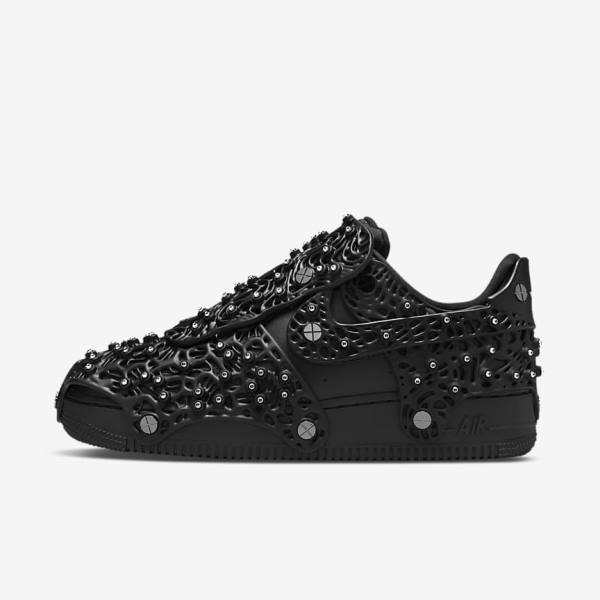 Trampki Damskie Nike Air Force 1 LXX x Swarovski Czarne Metal Srebrne Czarne | NK276IZU