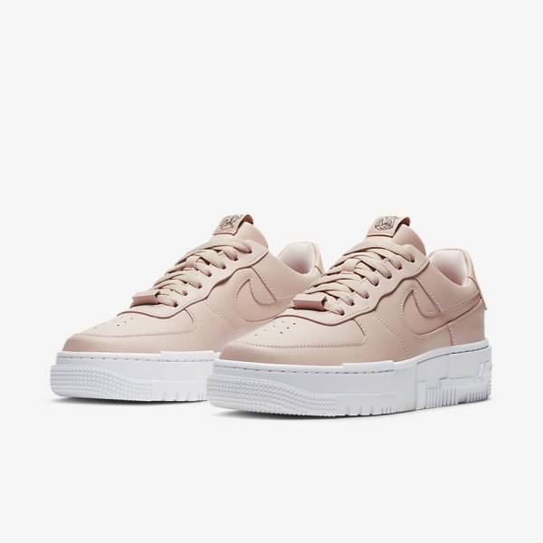 Trampki Damskie Nike Air Force 1 Pixel Beżowe Czarne Białe | NK436DJK