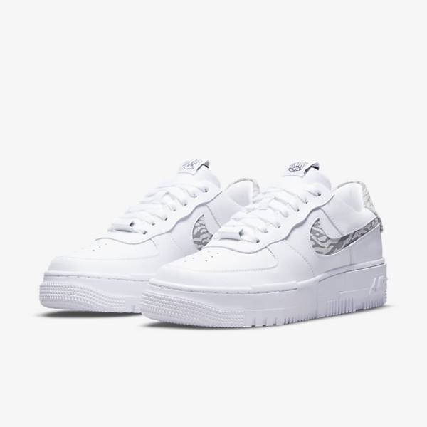 Trampki Damskie Nike Air Force 1 Pixel SE Białe Szare Białe | NK761HTV