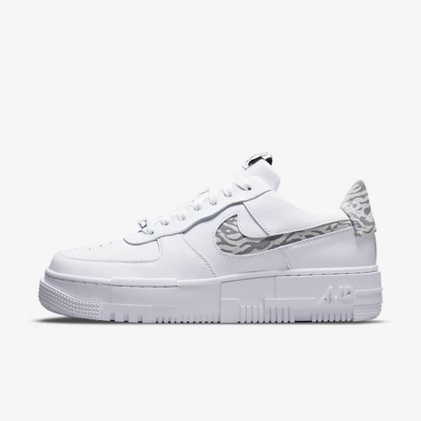 Trampki Damskie Nike Air Force 1 Pixel SE Białe Szare Białe | NK761HTV