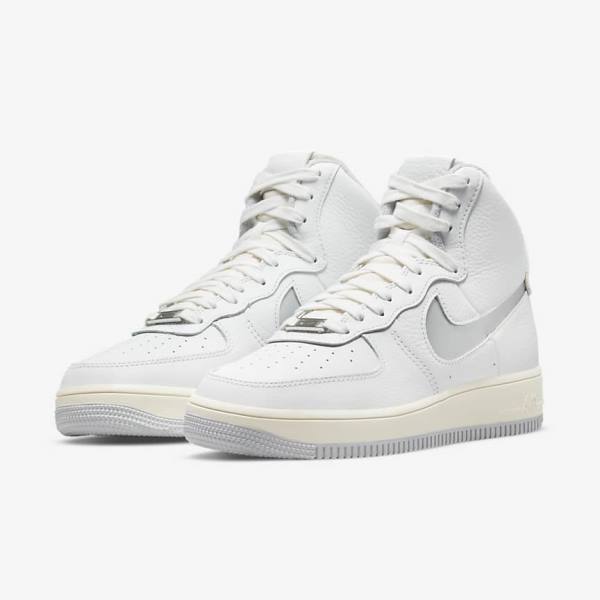 Trampki Damskie Nike Air Force 1 Sculpt Białe Srebrne | NK079LIZ