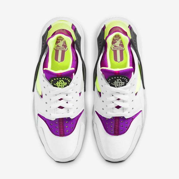 Trampki Damskie Nike Air Huarache Białe Czarne Żółte | NK926CTR