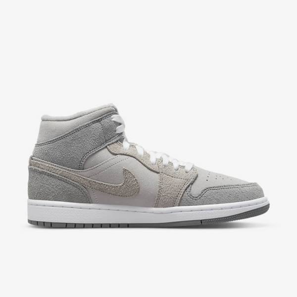 Trampki Damskie Nike Air Jordan 1 Mid SE Szare Białe Szare | NK631TSG