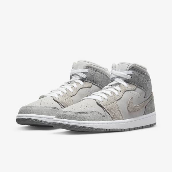 Trampki Damskie Nike Air Jordan 1 Mid SE Szare Białe Szare | NK631TSG