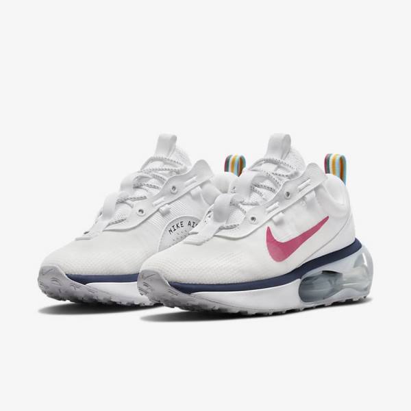 Trampki Damskie Nike Air Max 2021 Białe Niebieskie Platyna Różowe | NK571NFC