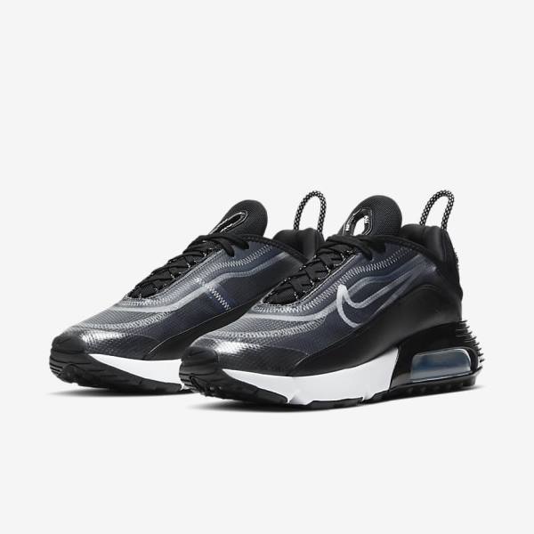 Trampki Damskie Nike Air Max 2090 Czarne Metal Srebrne Białe | NK673OKA