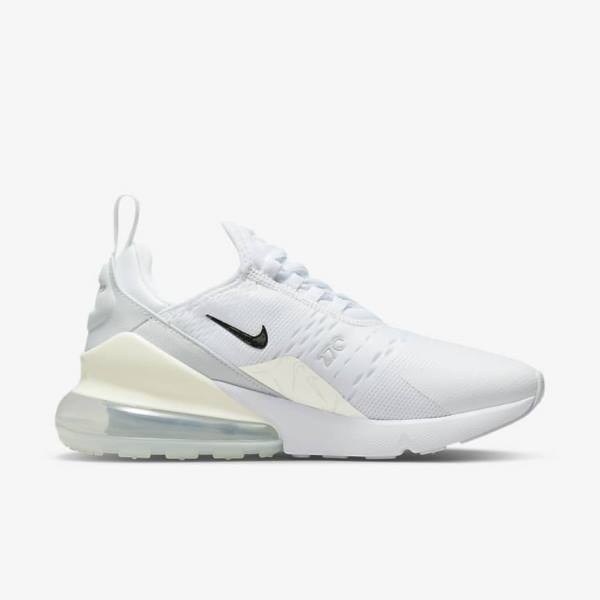 Trampki Damskie Nike Air Max 270 Białe Platyna Metal Srebrne | NK206GRM