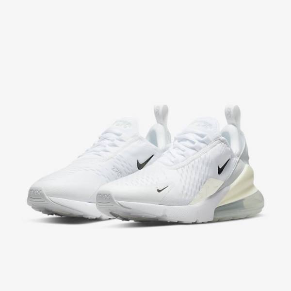 Trampki Damskie Nike Air Max 270 Białe Platyna Metal Srebrne | NK206GRM