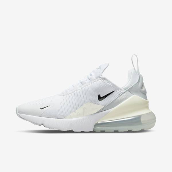 Trampki Damskie Nike Air Max 270 Białe Platyna Metal Srebrne | NK206GRM