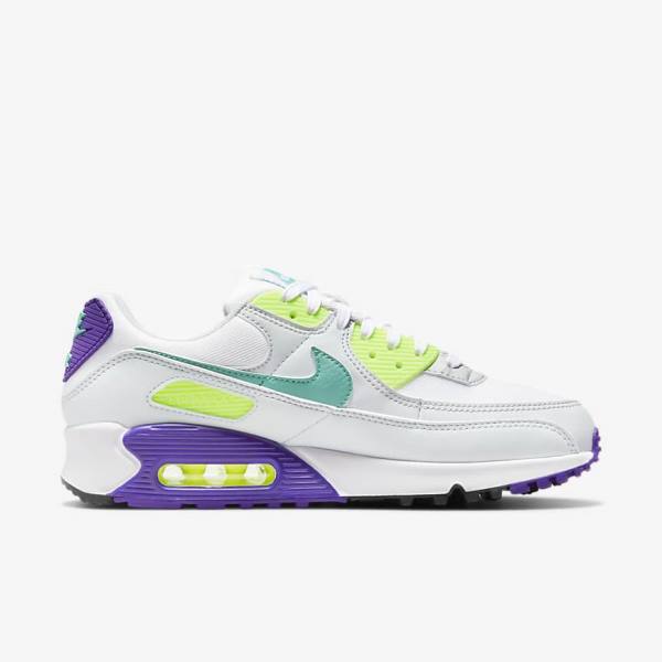 Trampki Damskie Nike Air Max 90 Białe Platyna Turkusowe | NK591CNL