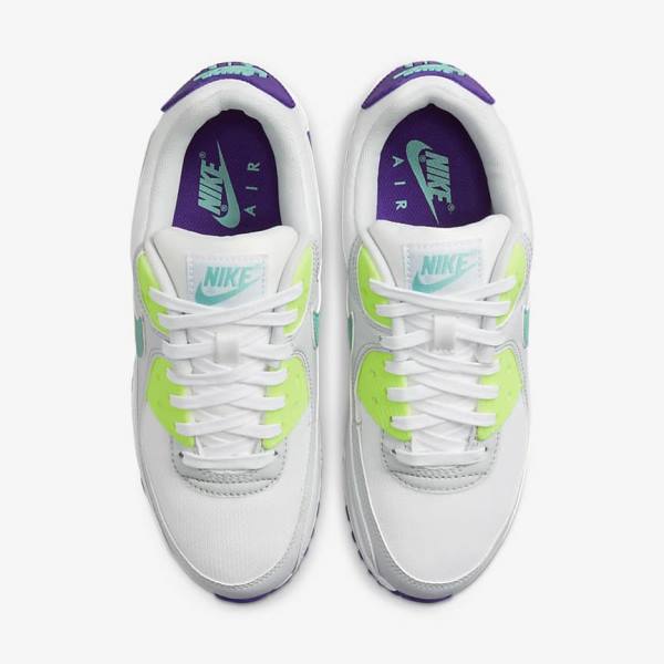 Trampki Damskie Nike Air Max 90 Białe Platyna Turkusowe | NK591CNL