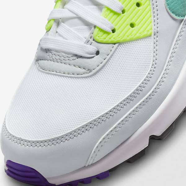 Trampki Damskie Nike Air Max 90 Białe Platyna Turkusowe | NK591CNL