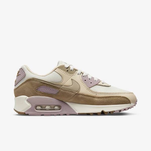 Trampki Damskie Nike Air Max 90 Brązowe Głęboka Fioletowe Khaki | NK813DHM