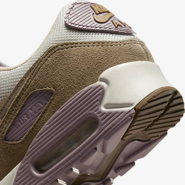 Trampki Damskie Nike Air Max 90 Brązowe Głęboka Fioletowe Khaki | NK813DHM