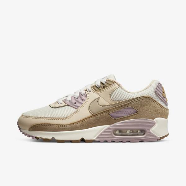 Trampki Damskie Nike Air Max 90 Brązowe Głęboka Fioletowe Khaki | NK813DHM