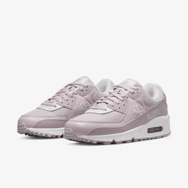 Trampki Damskie Nike Air Max 90 Fioletowe Białe | NK204KGN