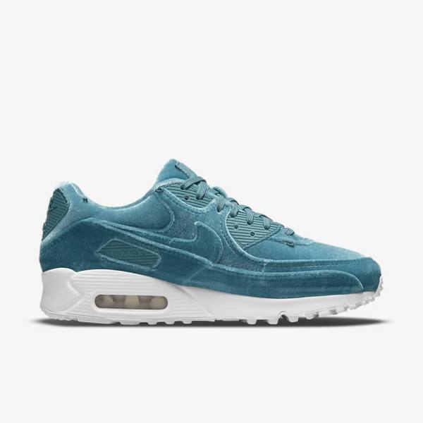 Trampki Damskie Nike Air Max 90 Premium Szare Zielone Metal Srebrne Białe Szare Zielone | NK490IHC