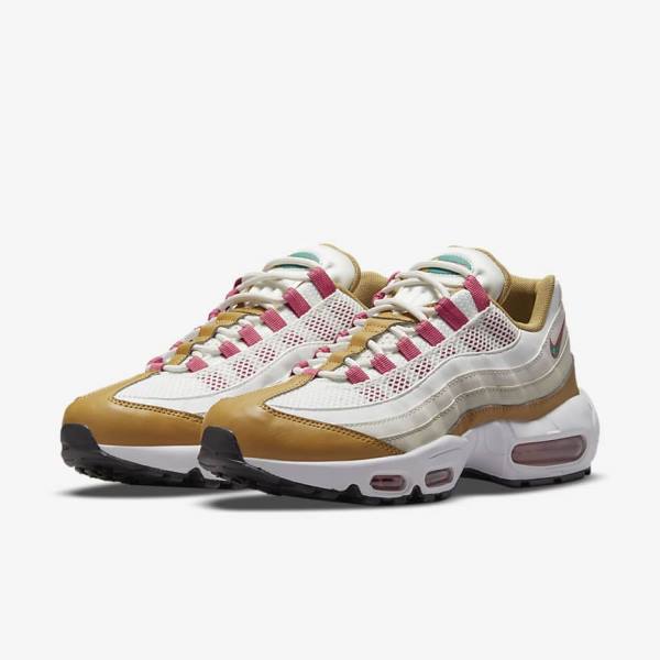 Trampki Damskie Nike Air Max 95 Białe Brązowe Zielone | NK493VDR