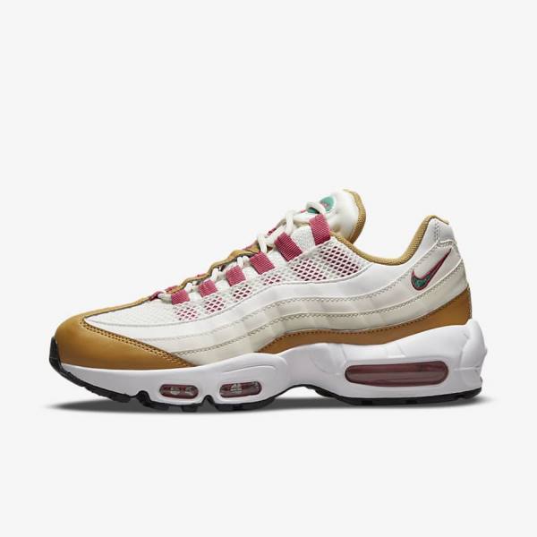 Trampki Damskie Nike Air Max 95 Białe Brązowe Zielone | NK493VDR