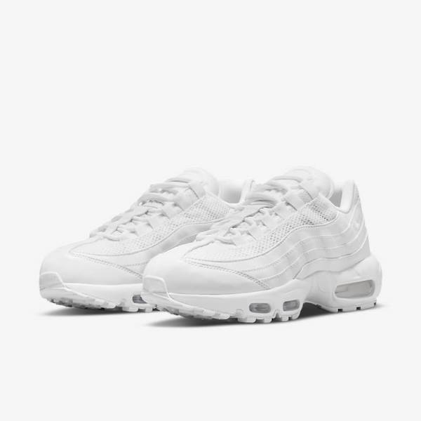 Trampki Damskie Nike Air Max 95 Białe Metal Srebrne Białe | NK370ZKW