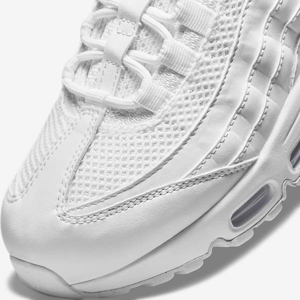 Trampki Damskie Nike Air Max 95 Białe Metal Srebrne Białe | NK370ZKW