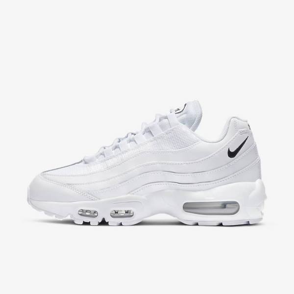 Trampki Damskie Nike Air Max 95 Essential Białe Czarne | NK265VBD