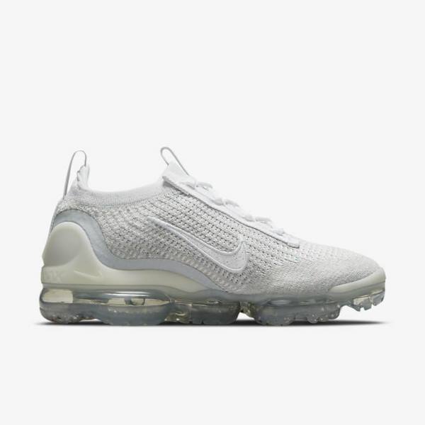 Trampki Damskie Nike Air VaporMax 2021 FK Białe Platyna Metal Srebrne Białe | NK642OZL