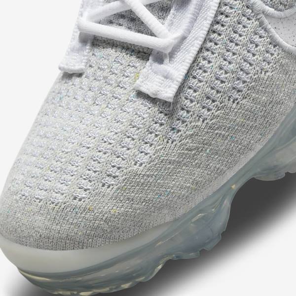 Trampki Damskie Nike Air VaporMax 2021 FK Białe Platyna Metal Srebrne Białe | NK642OZL