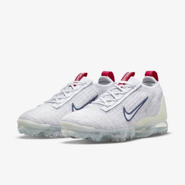 Trampki Damskie Nike Air VaporMax 2021 Flyknit Granatowe Białe | NK964KLF