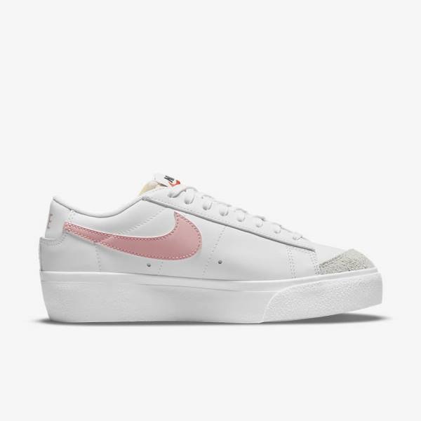 Trampki Damskie Nike Blazer Low Platformie Białe Czarne Różowe | NK106VPJ