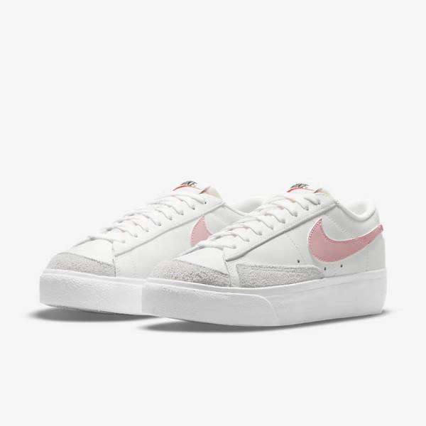 Trampki Damskie Nike Blazer Low Platformie Białe Czarne Różowe | NK106VPJ