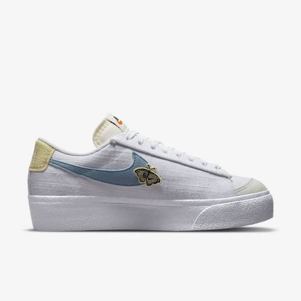 Trampki Damskie Nike Blazer Low Platformie Next Nature Białe Różowe Białe Niebieskie | NK142GAM