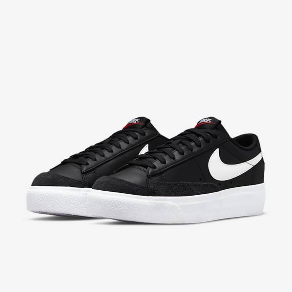 Trampki Damskie Nike Blazer Low Platformie Czarne | NK231ZJH