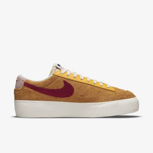 Trampki Damskie Nike Blazer Low Platformie Złote Różowe Bordowe | NK348RDV