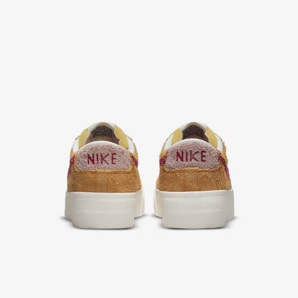 Trampki Damskie Nike Blazer Low Platformie Złote Różowe Bordowe | NK348RDV