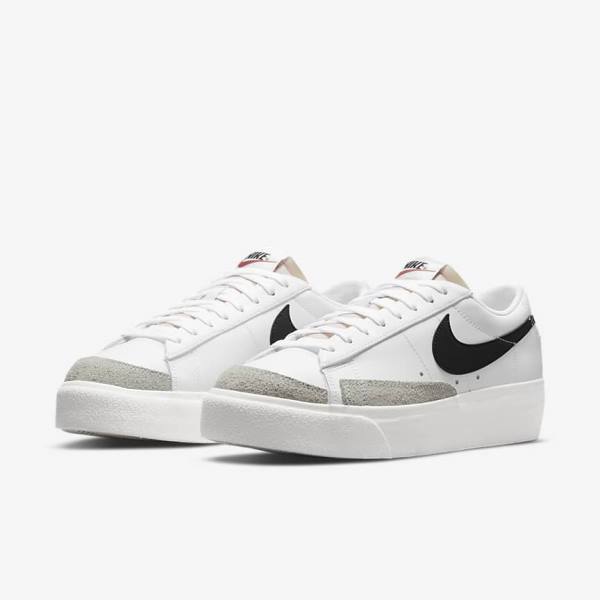 Trampki Damskie Nike Blazer Low Platformie Białe | NK420XAI