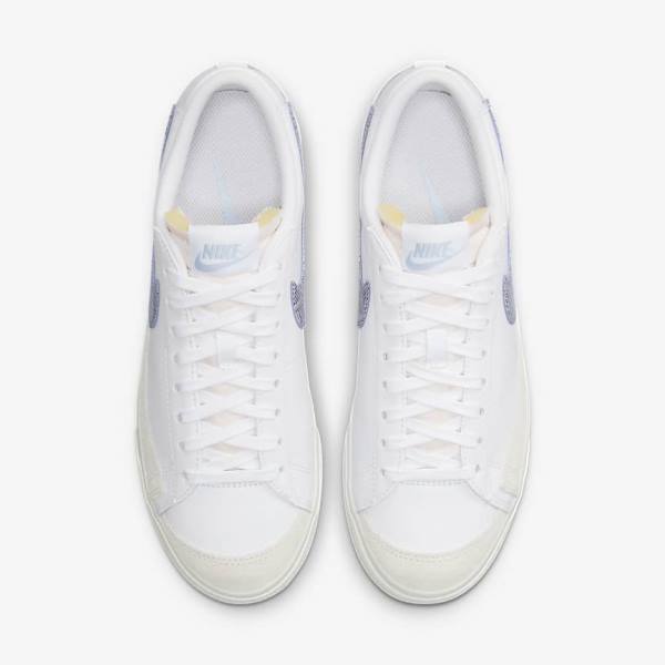 Trampki Damskie Nike Blazer Low Platformie Białe Głęboka Niebieskie | NK584QEM