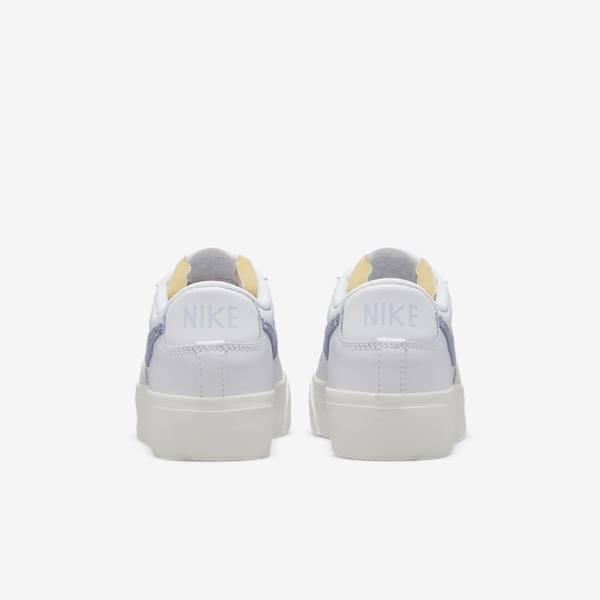 Trampki Damskie Nike Blazer Low Platformie Białe Głęboka Niebieskie | NK584QEM