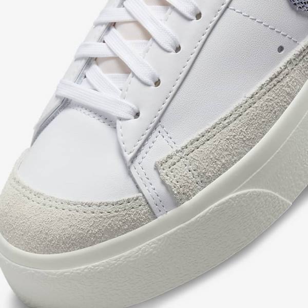 Trampki Damskie Nike Blazer Low Platformie Białe Głęboka Niebieskie | NK584QEM